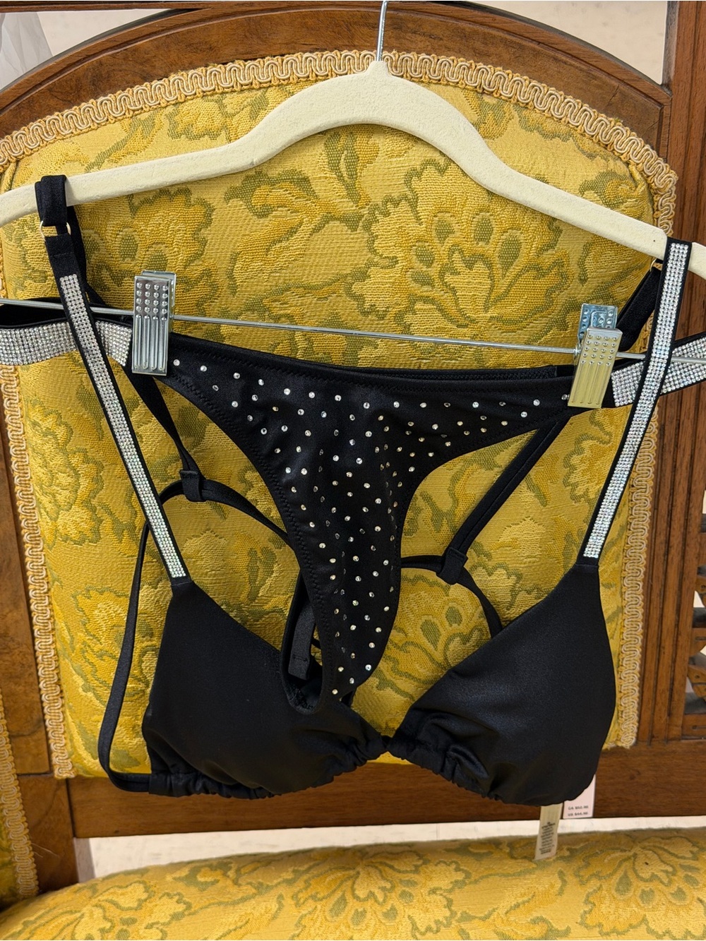 Victoria's Secret Black Bikini Top with Rhinestone Trim